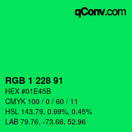 Color code: RGB 1 228 91 | qconv.com