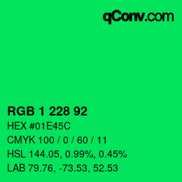 Color code: RGB 1 228 92 | qconv.com