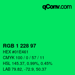Color code: RGB 1 228 97 | qconv.com