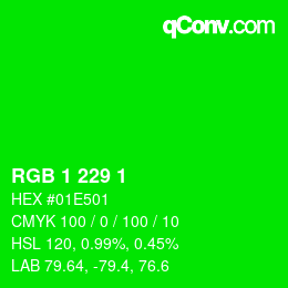 Color code: RGB 1 229 1 | qconv.com