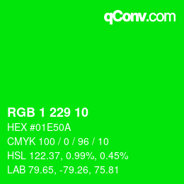 Color code: RGB 1 229 10 | qconv.com