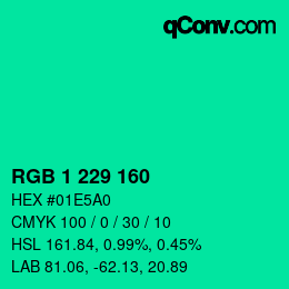Farbcode: RGB 1 229 160 | qconv.com