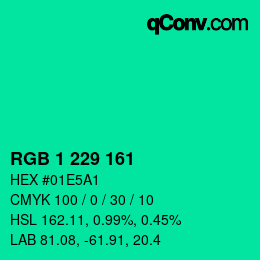 Color code: RGB 1 229 161 | qconv.com