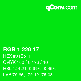 Color code: RGB 1 229 17 | qconv.com