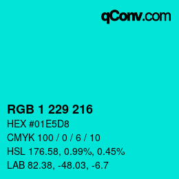 Color code: RGB 1 229 216 | qconv.com