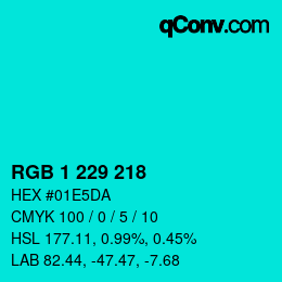 Color code: RGB 1 229 218 | qconv.com