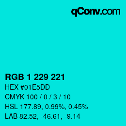 Color code: RGB 1 229 221 | qconv.com