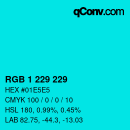 Color code: RGB 1 229 229 | qconv.com
