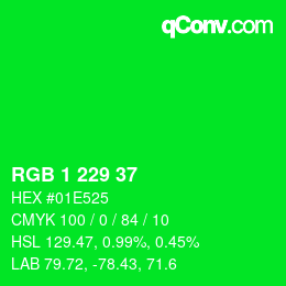 Color code: RGB 1 229 37 | qconv.com