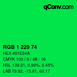 Color code: RGB 1 229 74 | qconv.com