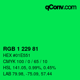 Color code: RGB 1 229 81 | qconv.com