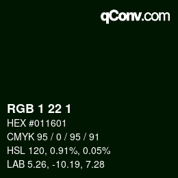 Color code: RGB 1 22 1 | qconv.com