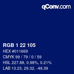 Farbcode: RGB 1 22 105 | qconv.com