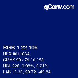 Code couleur: RGB 1 22 106 | qconv.com