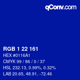 Color code: RGB 1 22 161 | qconv.com