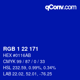 Color code: RGB 1 22 171 | qconv.com