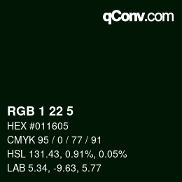 Farbcode: RGB 1 22 5 | qconv.com