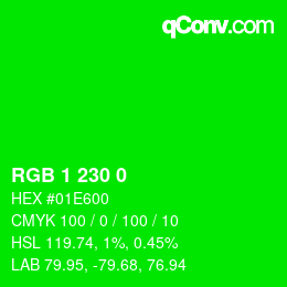 颜色代码: RGB 1 230 0 | qconv.com
