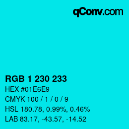 Color code: RGB 1 230 233 | qconv.com