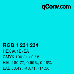 Color code: RGB 1 231 234 | qconv.com