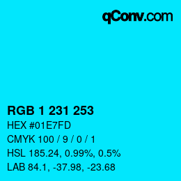 カラーコード: RGB 1 231 253 | qconv.com