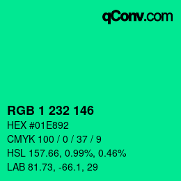 Color code: RGB 1 232 146 | qconv.com