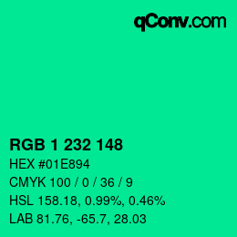 カラーコード: RGB 1 232 148 | qconv.com