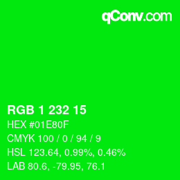 Color code: RGB 1 232 15 | qconv.com