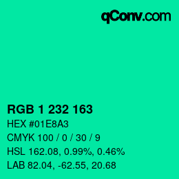 Color code: RGB 1 232 163 | qconv.com
