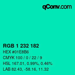 Color code: RGB 1 232 182 | qconv.com