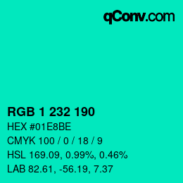 Color code: RGB 1 232 190 | qconv.com