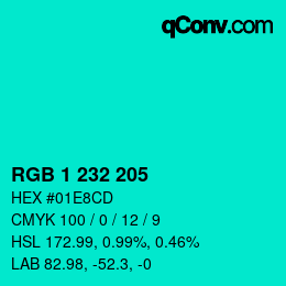 Color code: RGB 1 232 205 | qconv.com