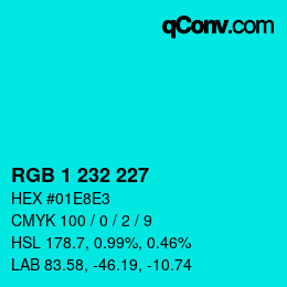 Color code: RGB 1 232 227 | qconv.com