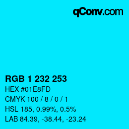カラーコード: RGB 1 232 253 | qconv.com