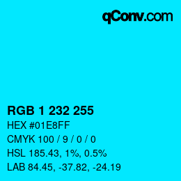 颜色代码: RGB 1 232 255 | qconv.com