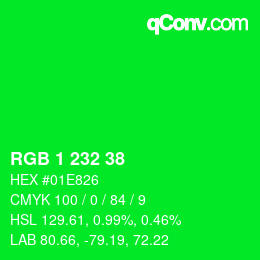 Color code: RGB 1 232 38 | qconv.com