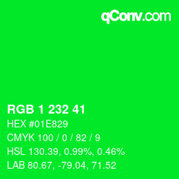 Color code: RGB 1 232 41 | qconv.com