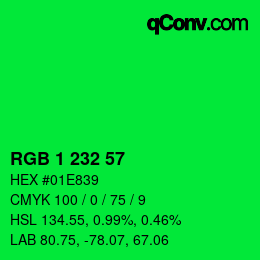 Color code: RGB 1 232 57 | qconv.com