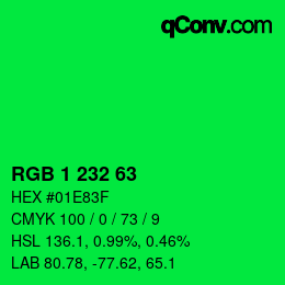 Color code: RGB 1 232 63 | qconv.com