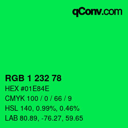 カラーコード: RGB 1 232 78 | qconv.com