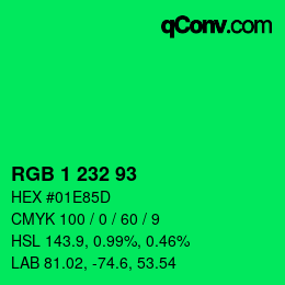Color code: RGB 1 232 93 | qconv.com