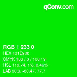Color code: RGB 1 233 0 | qconv.com