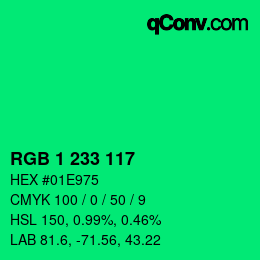 Color code: RGB 1 233 117 | qconv.com