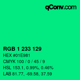 Farbcode: RGB 1 233 129 | qconv.com