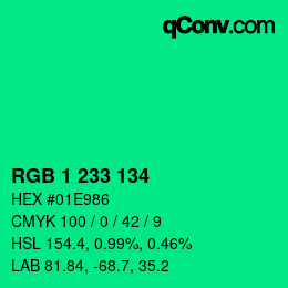 カラーコード: RGB 1 233 134 | qconv.com