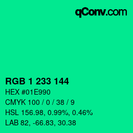 カラーコード: RGB 1 233 144 | qconv.com