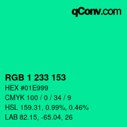 Color code: RGB 1 233 153 | qconv.com