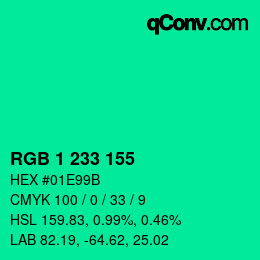 Color code: RGB 1 233 155 | qconv.com