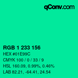 カラーコード: RGB 1 233 156 | qconv.com