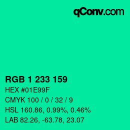 カラーコード: RGB 1 233 159 | qconv.com